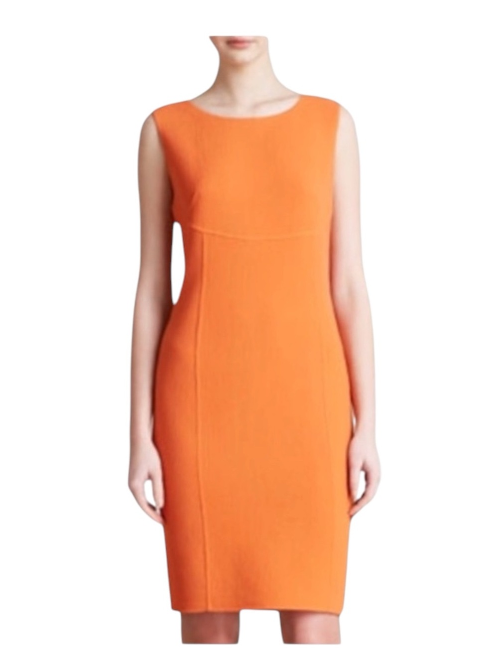 new Armani Collezioni 𖦹 Sleeveless Sheath Mini Dress 𖦹 Tangerine Coral 𖦹 4 US - Picture 2 of 16